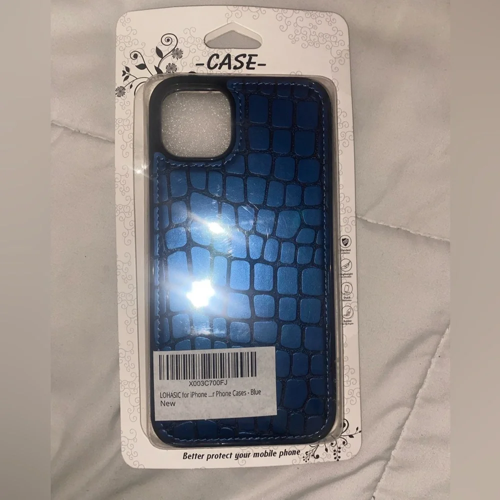 * 2 FOR $8 CASES! * iPhone 14 Plus (6.7”) Blue Snakeskin style Phone Case